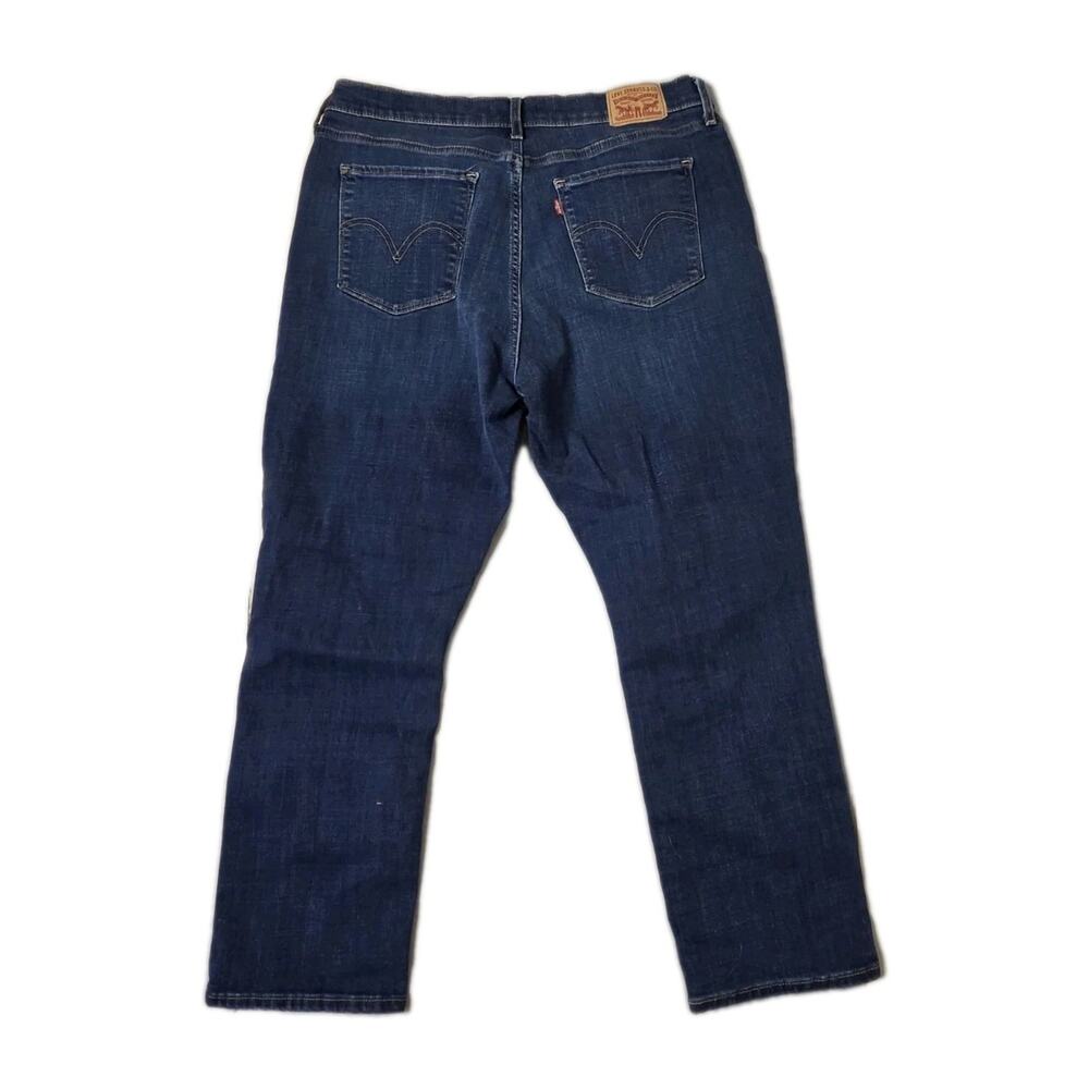 Levi's Classic Straight Jeans Women's Mid Rise Dark Wash Stretch Denim W33 L28 - Picture 2 of 9